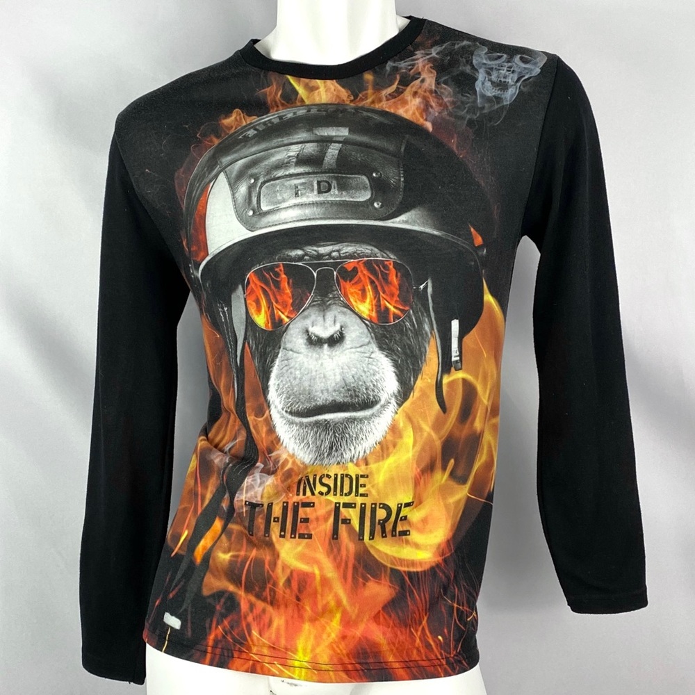 Inside | Mens L Longsleeve Monkey Flame Graphic T